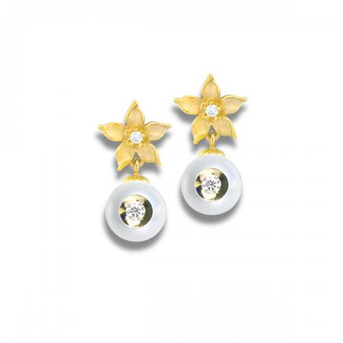 Diamond in a Pearl Earrings